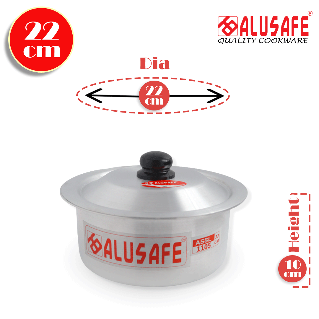 Picture of Alusafe Aluminium Saucepan with lid 22 cm (22*10 cm)