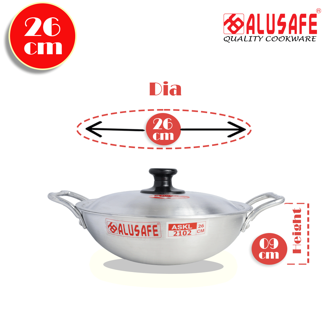 Picture of Alusafe Aluminium Karhai with lid 26 cm (26*9 cm)