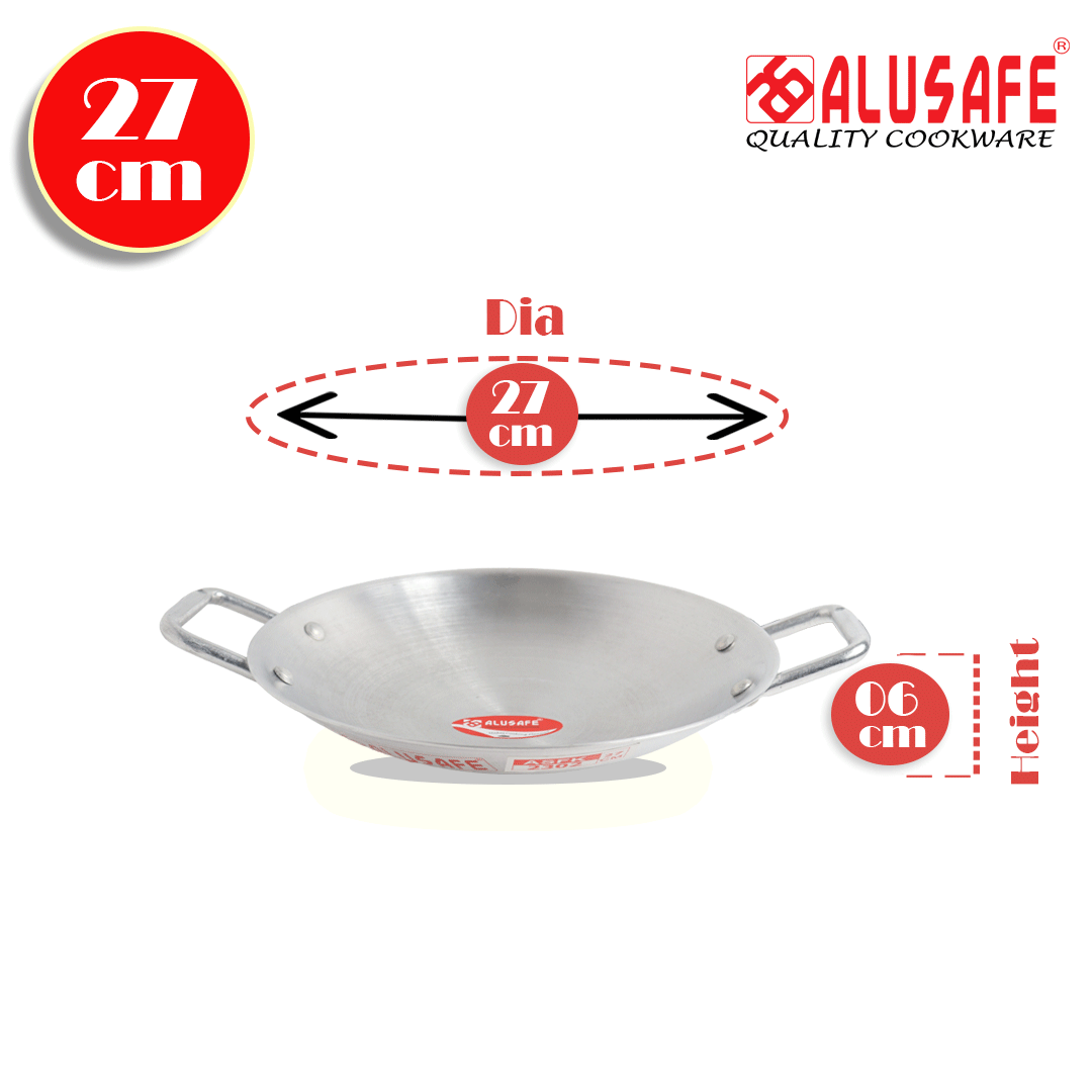 Picture of Alusafe Aluminium Flat Karhai 27 cm (27*6 cm)