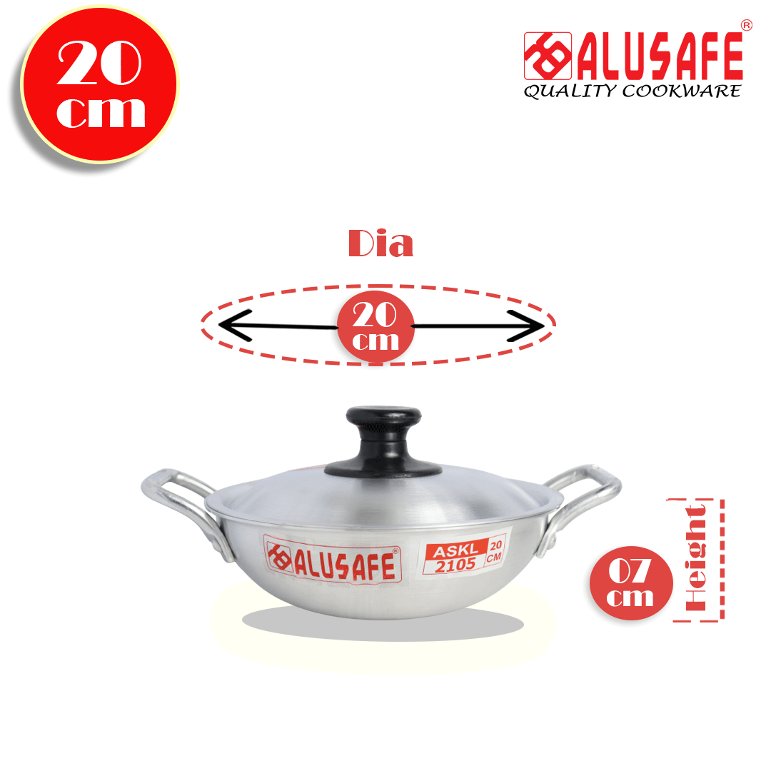Picture of Alusafe Aluminium Karhai with lid 20 cm (20*7 cm)