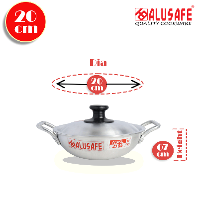 Picture of Alusafe Aluminium Karhai with lid 20 cm (20*7 cm)