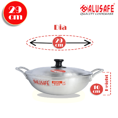 Picture of Alusafe Aluminium Karhai with lid 29 cm (29*10 cm)
