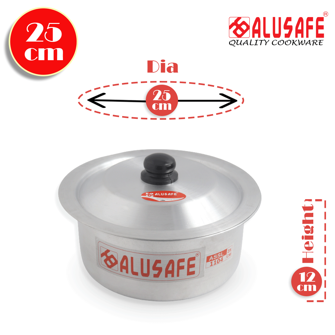 Picture of Alusafe Aluminium Saucepan with lid 25 cm (25*12 cm)