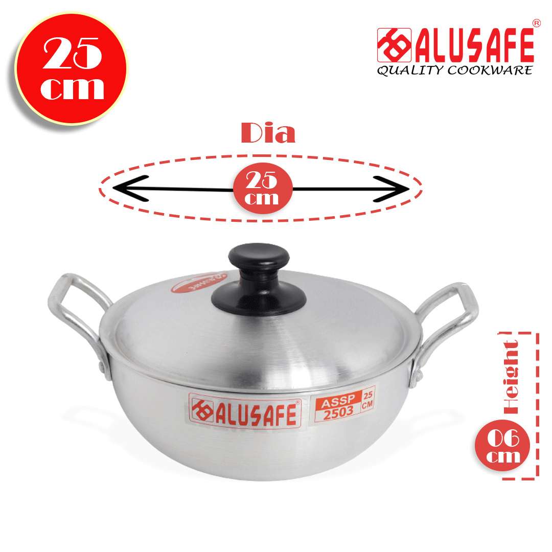 Picture of Alusafe Aluminium Short Handle Pan 25 Cm (25*7 Cm) - Cook Delicious Meals With Alusafe Aluminium Short Handle Pan
