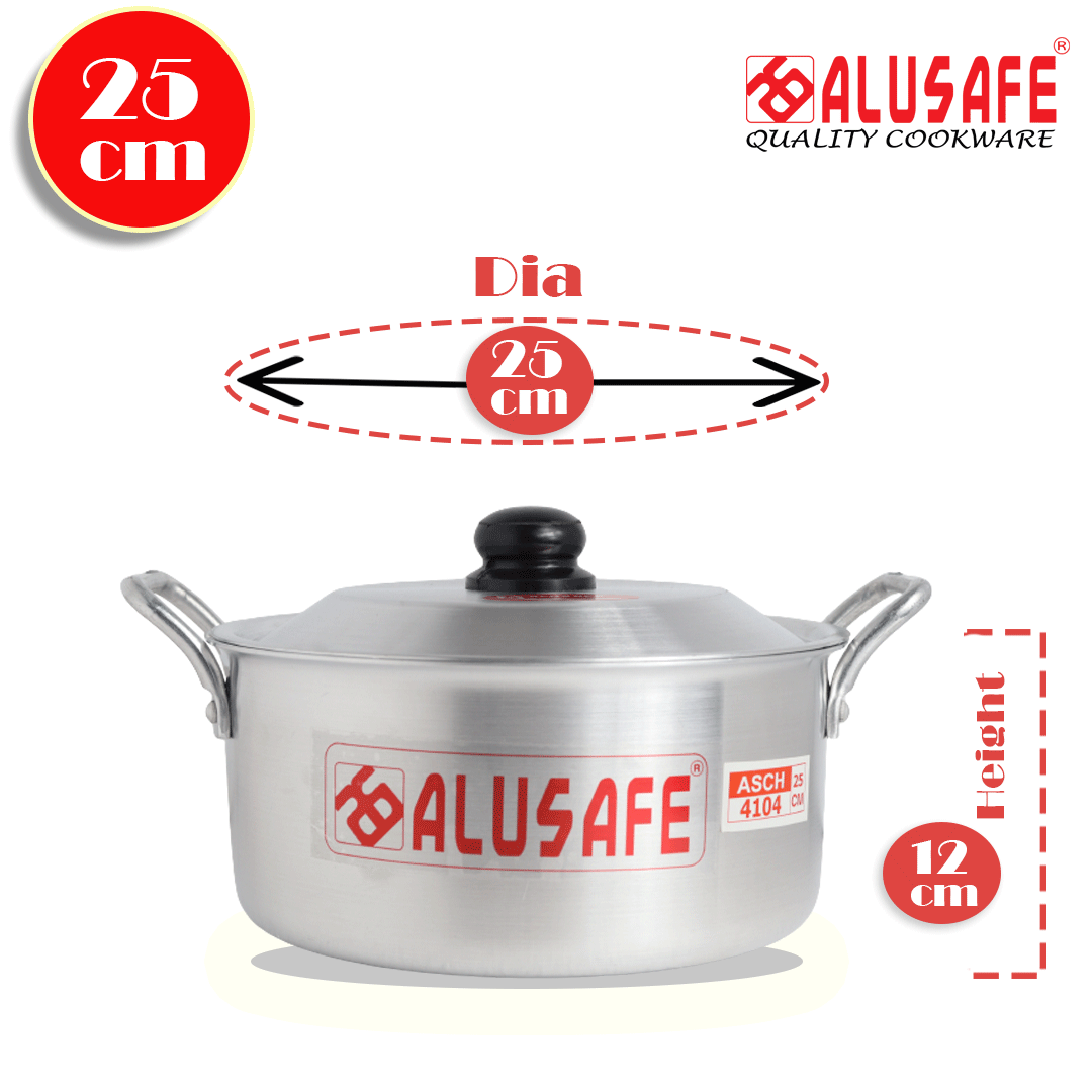 Picture of Alusafe Aluminium Casserole with lid 25 cm (25*12 cm)