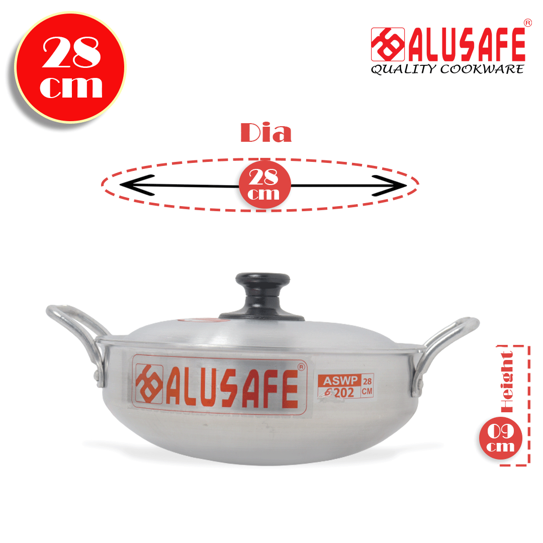 Picture of Alusafe Aluminum Oval Wokpan With Lid 28X9 Cm - Versatile Wokpan For Cooking Delicious Meals