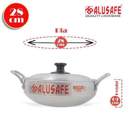 Picture of Alusafe Aluminum Oval Wokpan With Lid 28X9 Cm - Versatile Wokpan For Cooking Delicious Meals