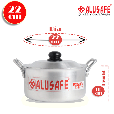 Picture of Alusafe Aluminium Casserole with lid 22 cm (22*10 cm)