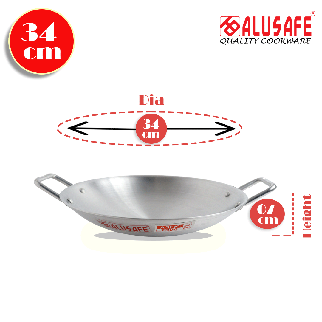 Picture of Alusafe Aluminium Flat Karhai 34 Cm - Spacious And Durable Cooking Companion (34*7 Cm)- Elevate Your Culinary Skills