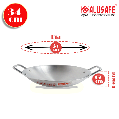 Picture of Alusafe Aluminium Flat Karhai 34 Cm - Spacious And Durable Cooking Companion (34*7 Cm)- Elevate Your Culinary Skills