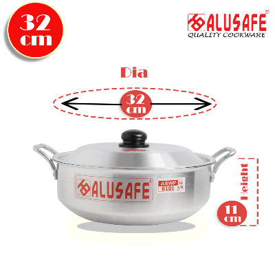Picture of Alusafe Aluminium Wokpan with Lid 32 cm (32*11 cm)