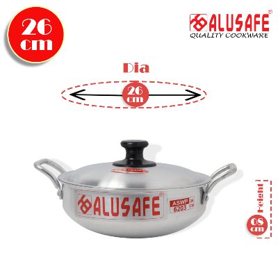 Picture of Alusafe Aluminum Oval Wokpan With Lid - Versatile Cookware For Stir-Frying And Cooking - 26*8 Cm