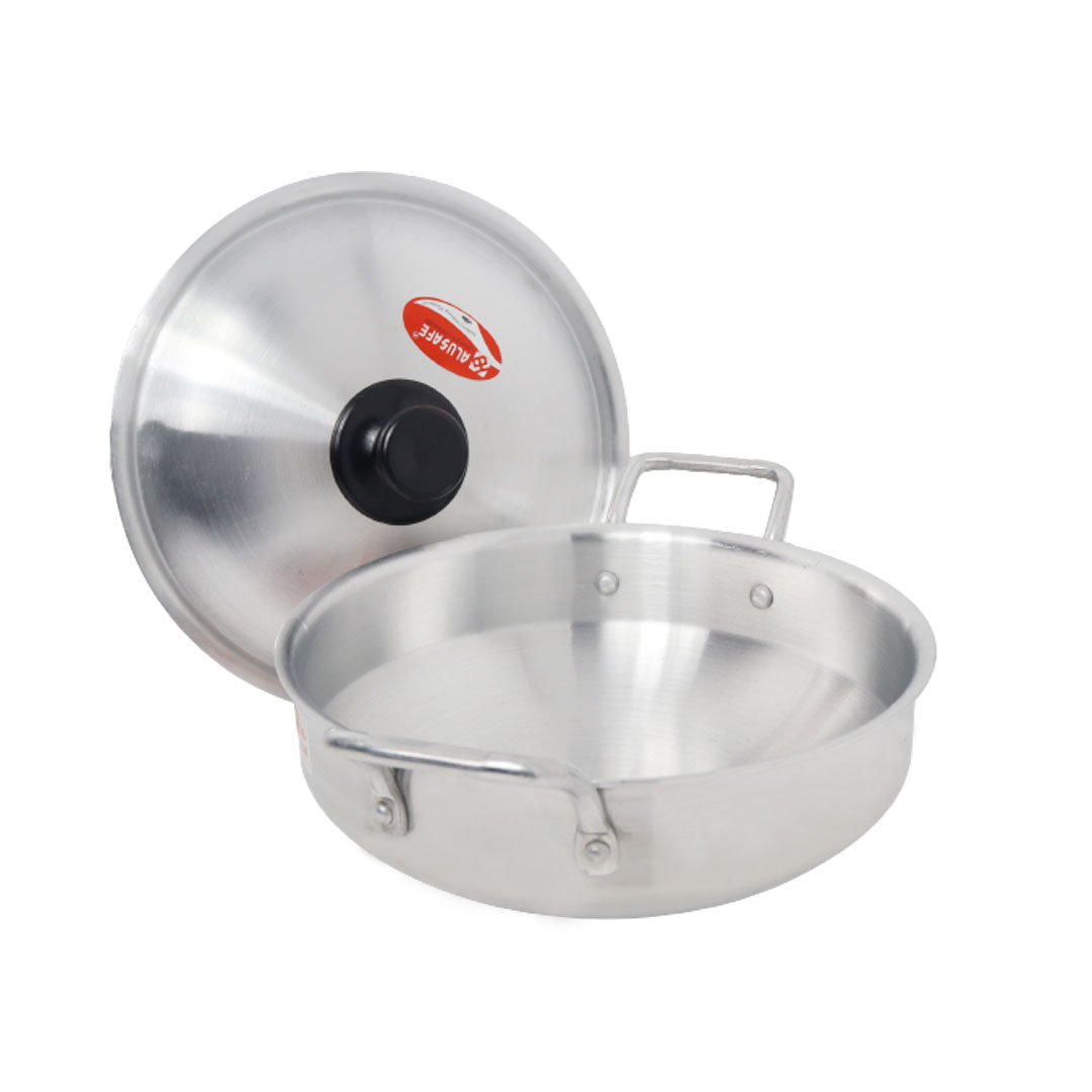 Picture of Alusafe Aluminum Oval Wokpan With Lid - Versatile Cookware For Stir-Frying And Cooking - 26*8 Cm