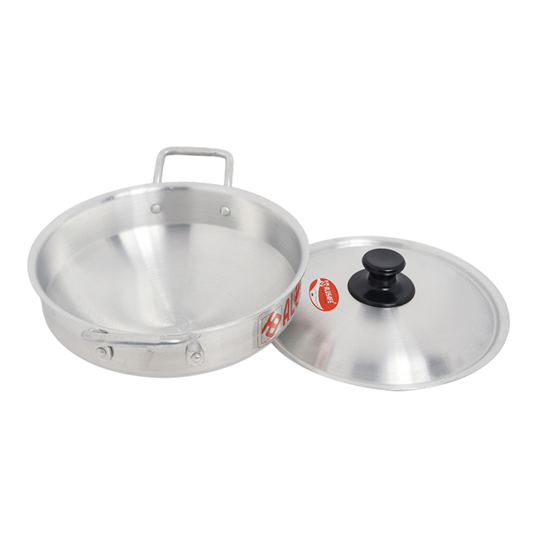 Picture of Alusafe Aluminum Oval Wokpan With Lid - Versatile Cookware For Stir-Frying And Cooking - 26*8 Cm