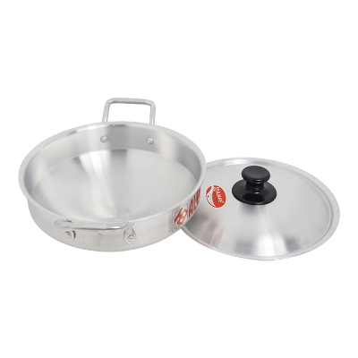 Picture of Alusafe Aluminum Oval Wokpan With Lid - Versatile Cookware For Stir-Frying And Cooking - 26*8 Cm