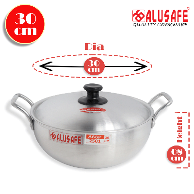 Picture of Alusafe Aluminium Short Handle Pan 30 Cm (30*9 Cm) - Premium Short Handle Pan For Various Cooking Needs