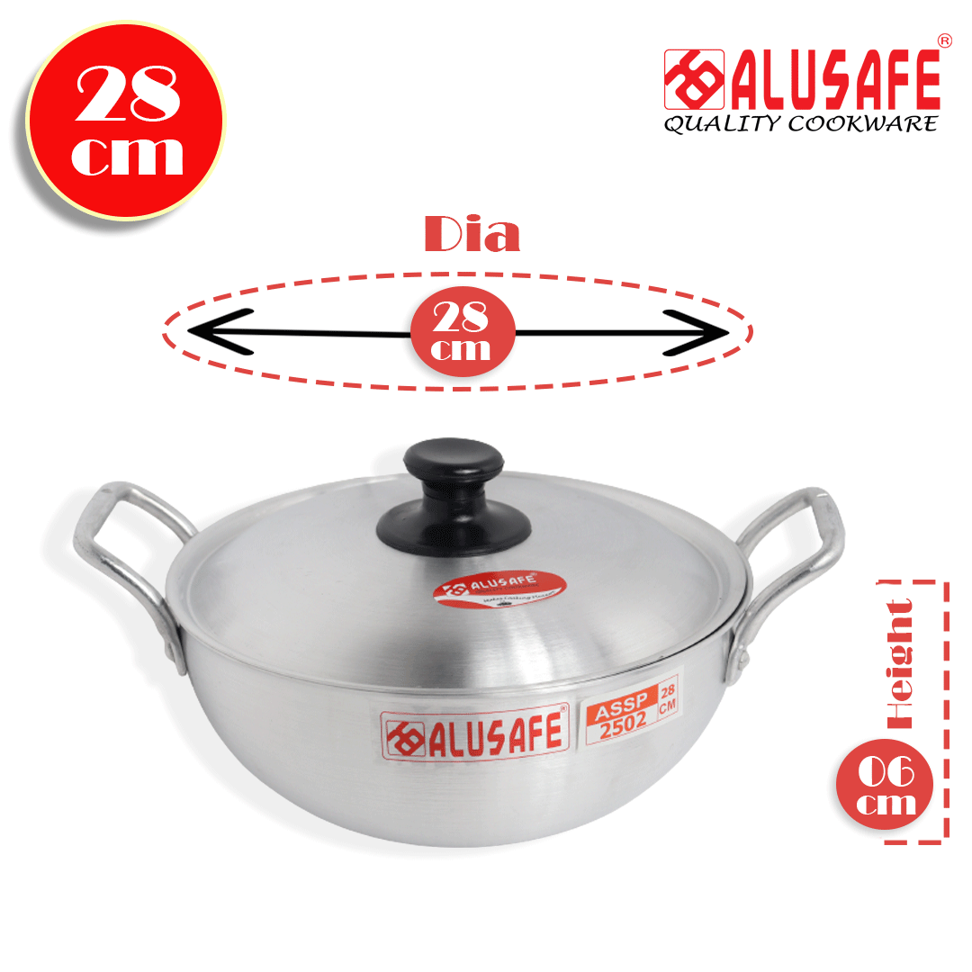 Picture of Alusafe Aluminium Short Handle Pan 28 Cm (28*8 Cm) - Prepare Mouthwatering Dishes With Alusafe Aluminium Short Handle Pan