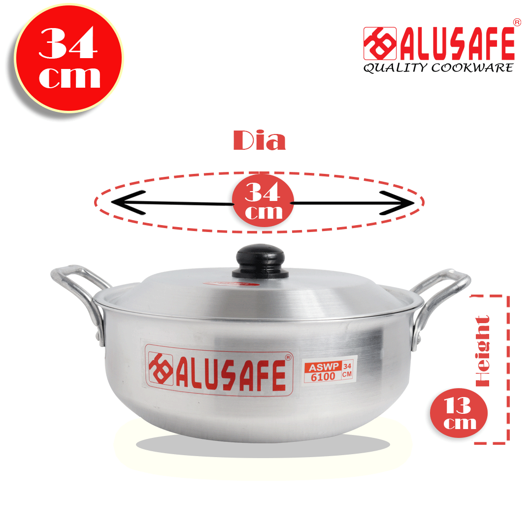 Picture of Alusafe Aluminium Wokpan with Lid 34 cm (34*13 cm)