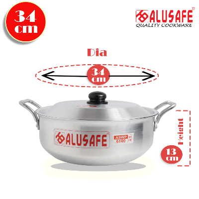 Picture of Alusafe Aluminium Wokpan with Lid 34 cm (34*13 cm)