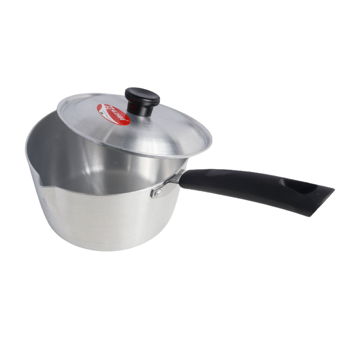 Picture of Alusafe Aluminum Milk Pan With Lid 16*10 Cm - Efficient Heating With Convenient Lid- A Kitchen Essential For Every Home