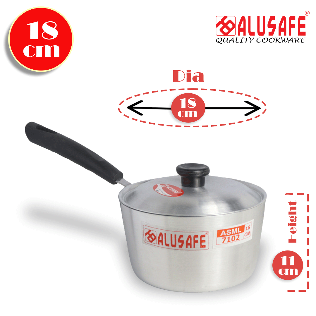 Picture of Alusafe Aluminum  Milk Pan with Lid 18*11 CM