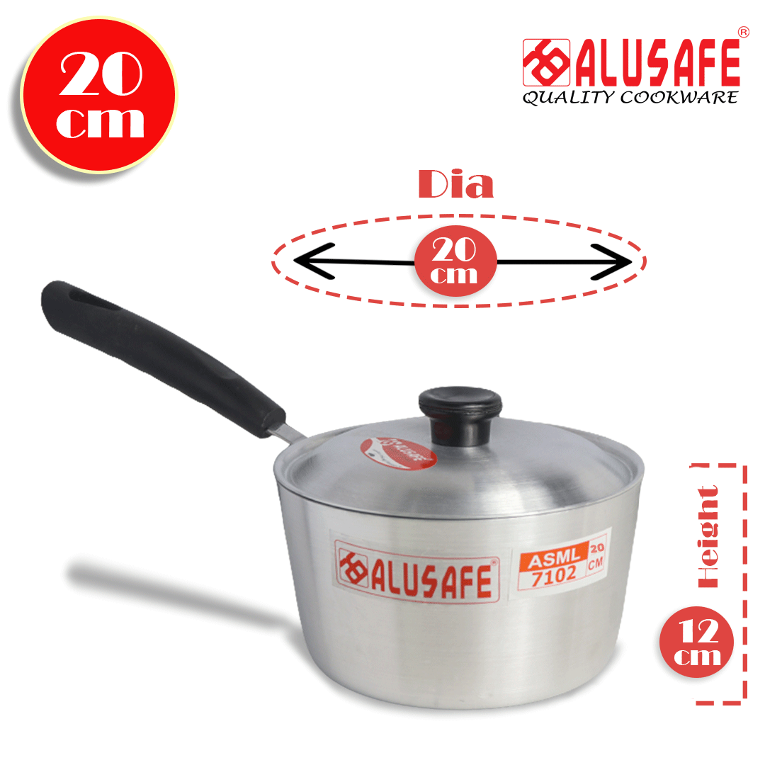Picture of Alusafe Aluminum  Milk Pan with Lid 20*12 CM
