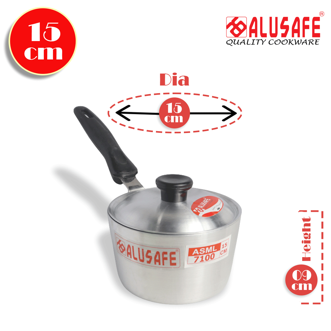 Picture of Alusafe Aluminum Milk Pan With Lid - Ideal Pan For Heating And Cooking Milk - 15*9 Cm