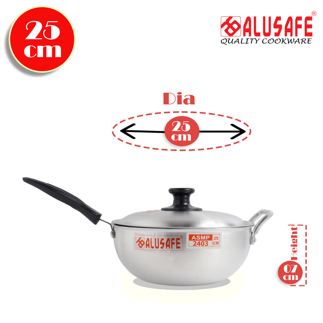 Picture of Alusafe Aluminum Long Handle Pan  25 Cm ( 25*07cm)