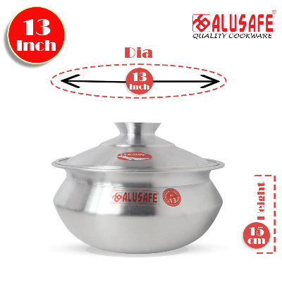 Picture of Aluminum Tarkari Hari with Lid  13 inch (33x14 cm)