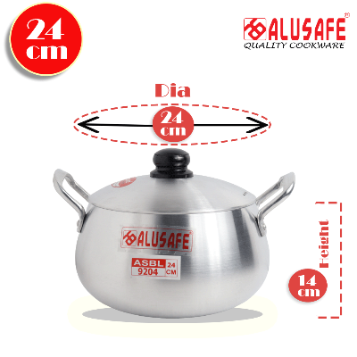 Picture of Alusafe Aluminium Belly Casserole with lid 24 cm (24*14 cm)