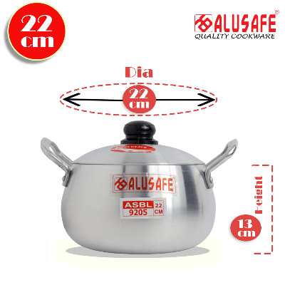 Picture of Alusafe Aluminium Belly Casserole with lid 22 cm (22*13 cm)