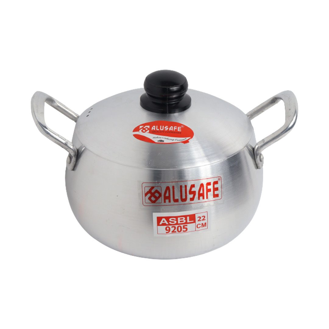 Picture of Alusafe Aluminium Belly Casserole with lid 22 cm (22*13 cm)