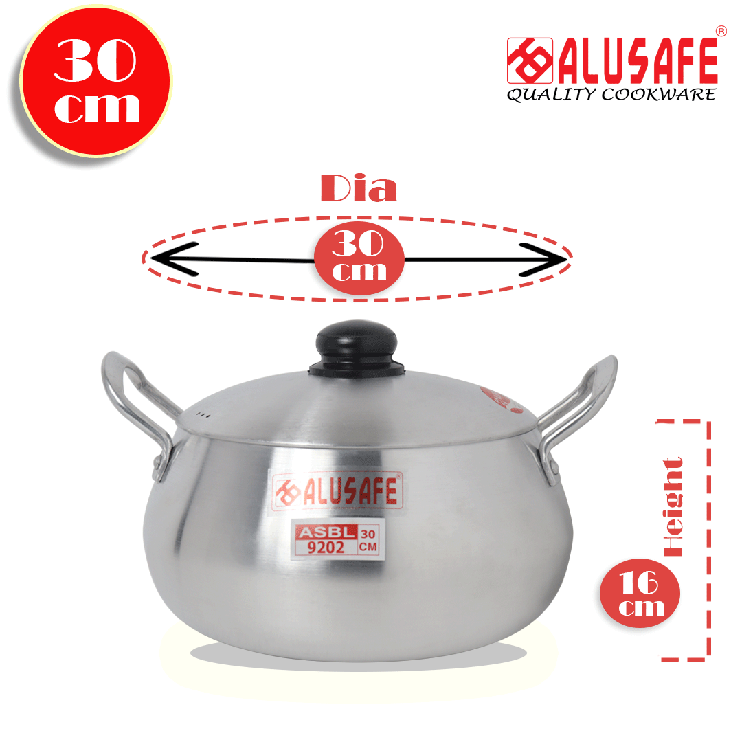 Picture of Alusafe Aluminium Belly Cassrole with lid 30 cm (30*16 cm)