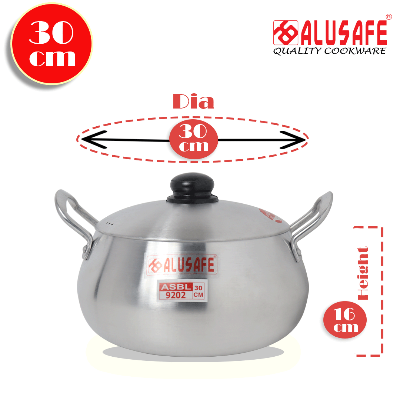 Picture of Alusafe Aluminium Belly Cassrole with lid 30 cm (30*16 cm)