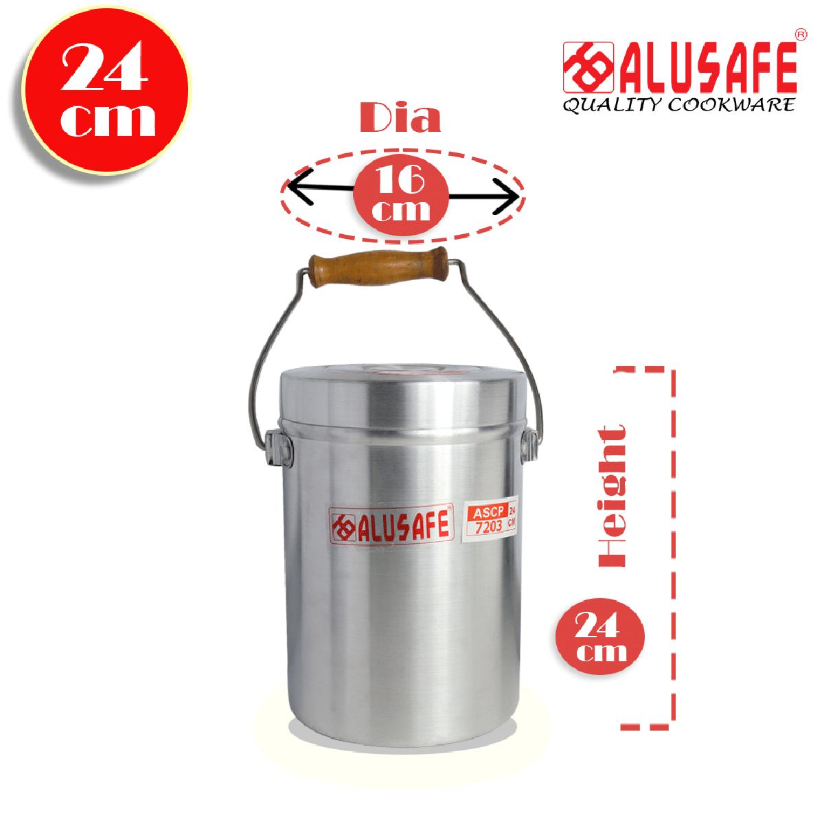 Picture of Alusafe Aluminium Carry Pot with lid 16 cm (16*24 cm)