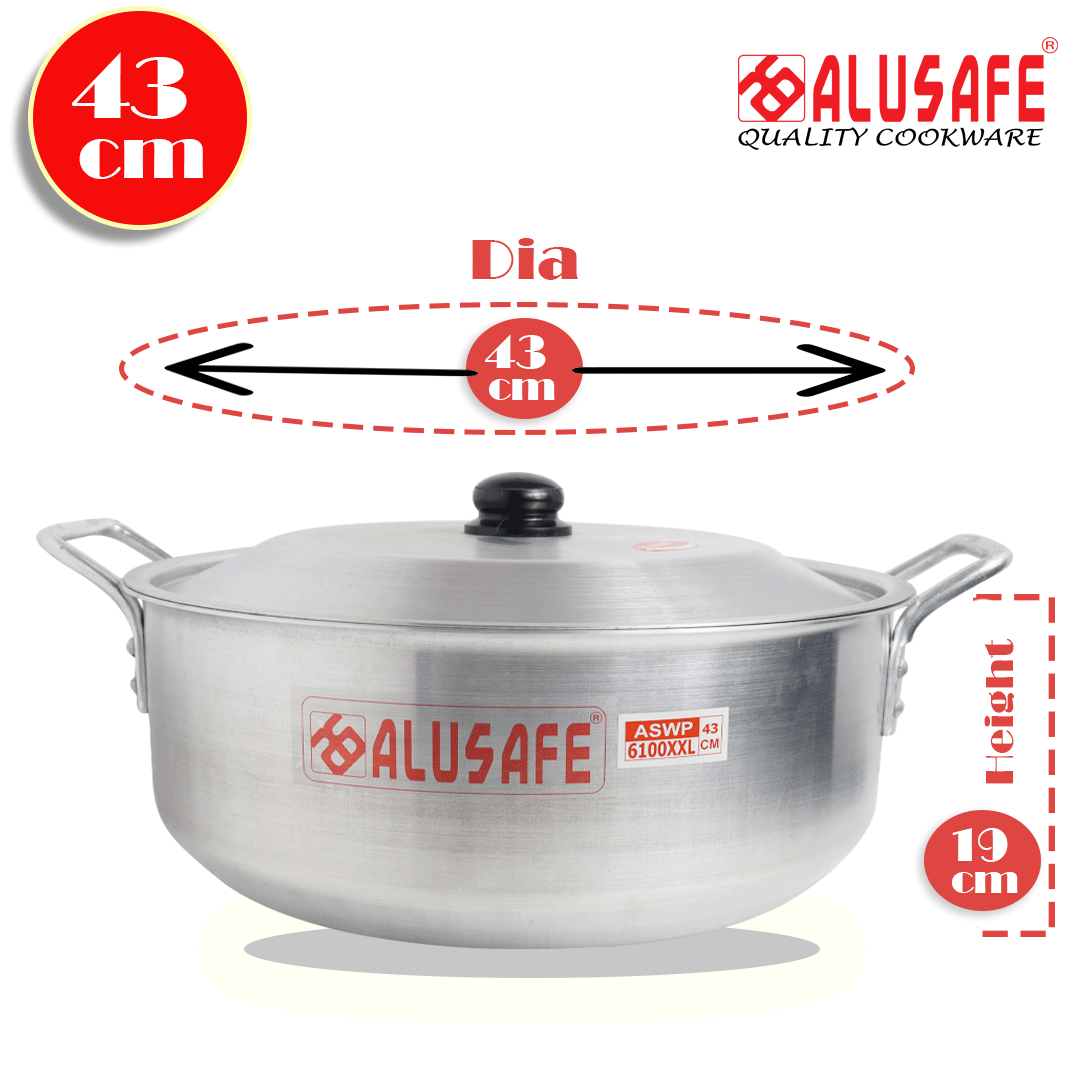 Picture of Alusafe Aluminium Wokpan With Lid 43 cm ( 43*19 cm)