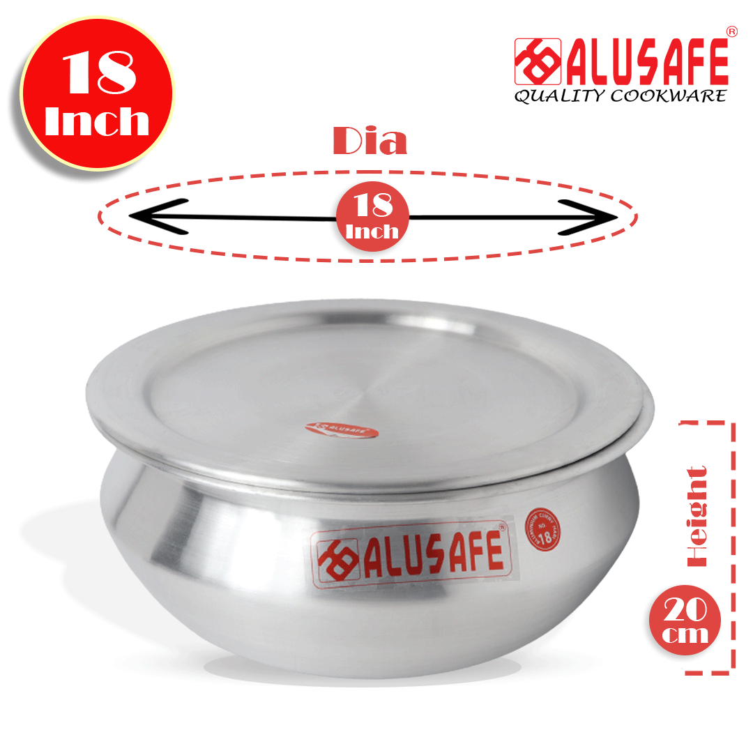 Picture of Alusafe Aluminium Tarkari Hari With Lid 18 Inch ( 45*20 cm)