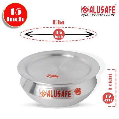 Picture of Alusafe Aluminium Tarkari Hari With Lid 15 Inch ( 38*17 cm)