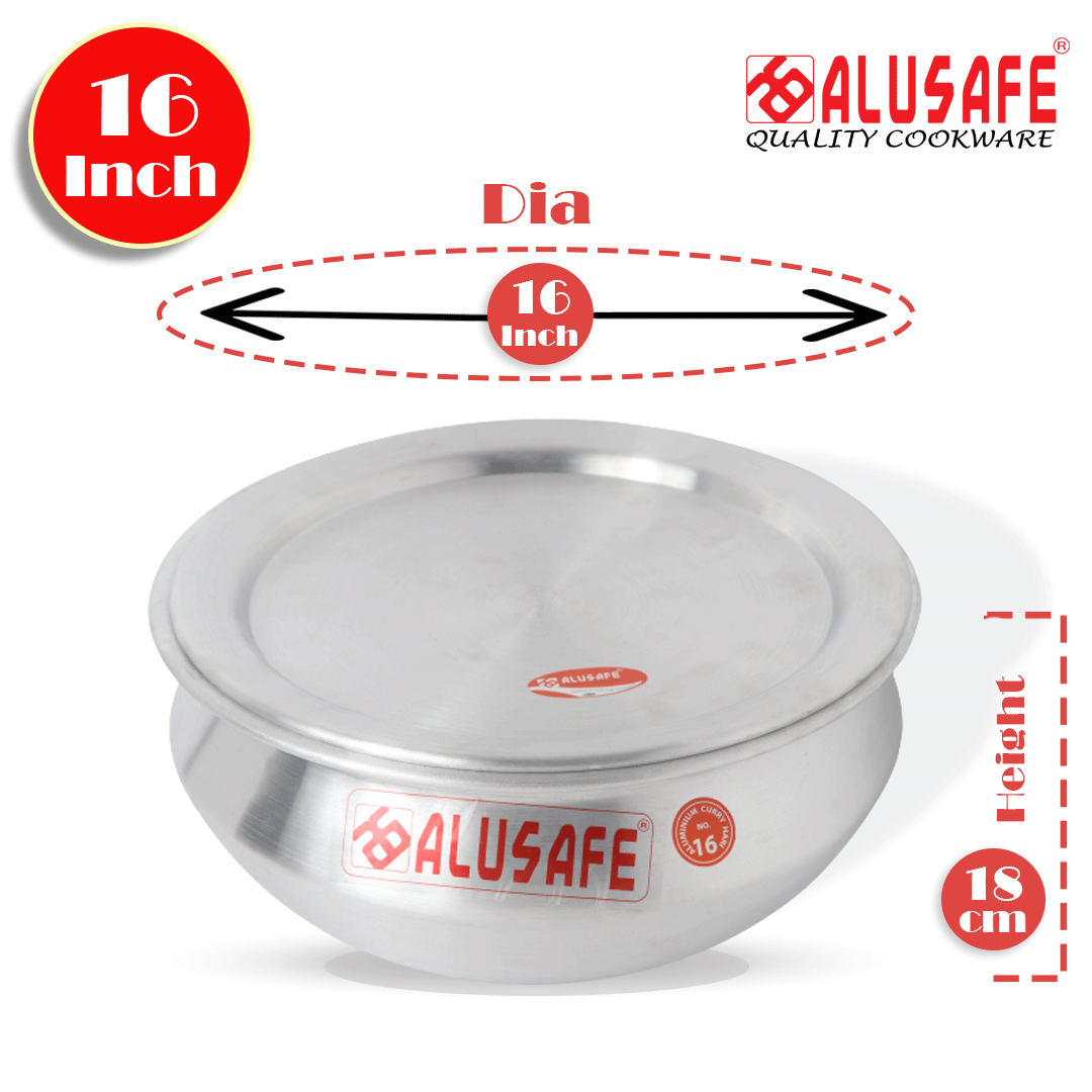 Picture of Alusafe Aluminium Tarkari Hari With Lid 16 Inch ( 40.5*18 cm)