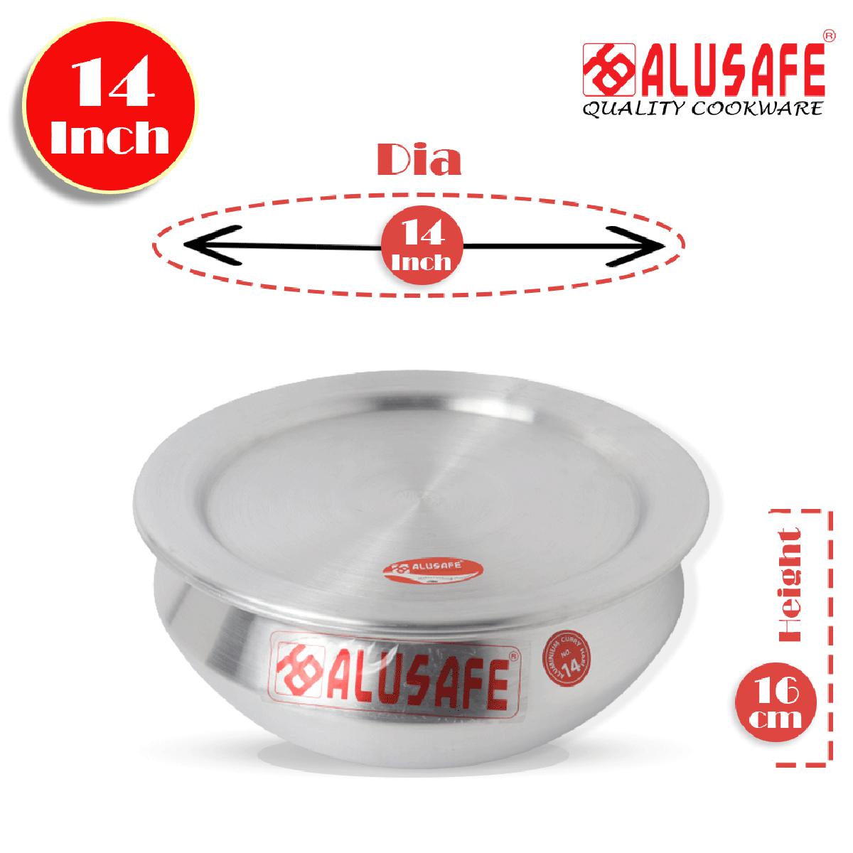 Picture of Alusafe Aluminium Tarkari Hari With Lid 14 Inch ( 35*16 cm)