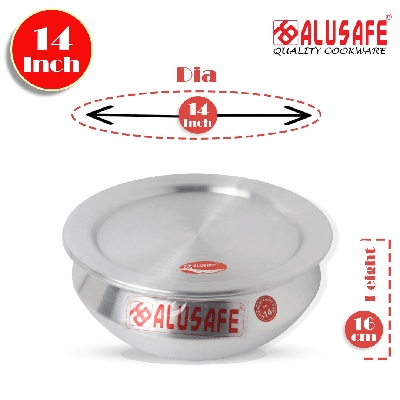 Picture of Alusafe Aluminium Tarkari Hari With Lid 14 Inch ( 35*16 cm)
