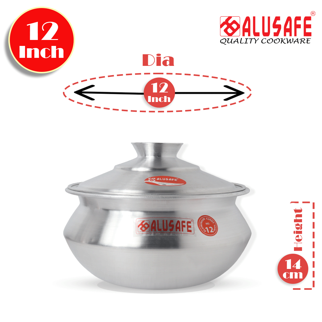 Picture of Alusafe Aluminium Tarkari Hari With Lid 12 Inch ( 30*14 cm)