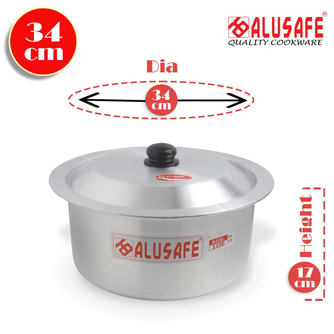 Picture of Alusafe Aluminium Saucepan With Lid 34 cm ( 34*17 cm)