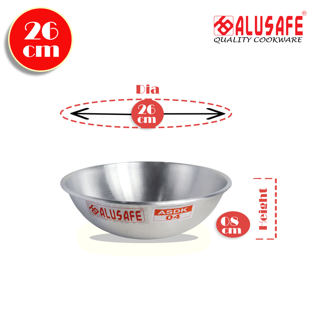 Picture of Alusafe Aluminium Disco Karhai 26 Cm (26*08 Cm): Versatile Kitchen Essential For Various Recipes