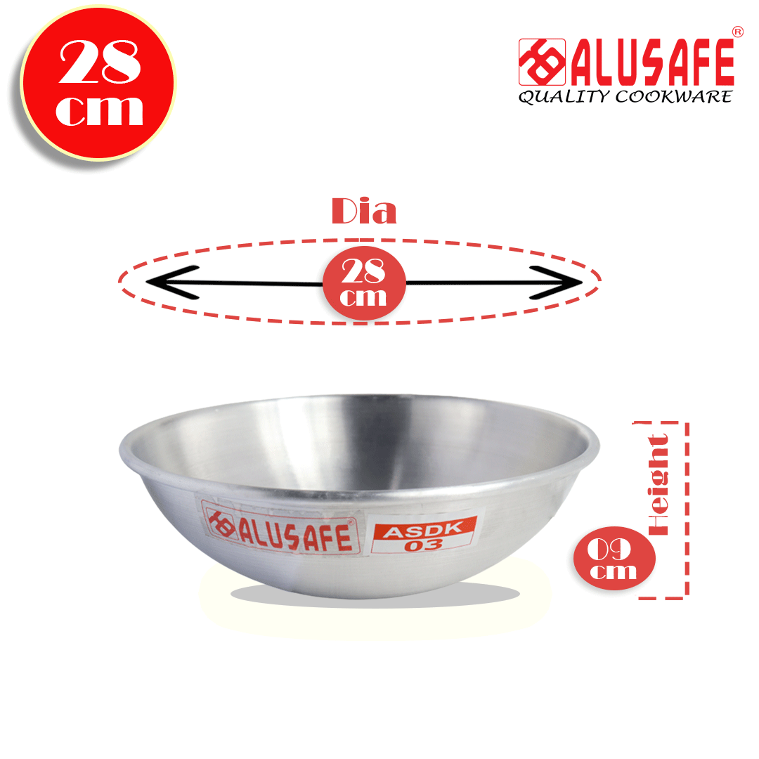 Picture of Alusafe Aluminium Disco Karhai 28 Cm( 28*09 Cm) - Cook Flavorful Curries And Stir-Fries With Alusafe Aluminium Disco Karhai