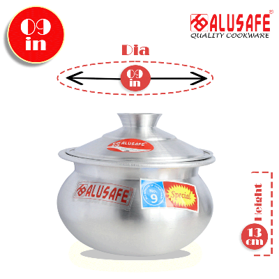 Picture of Alusafe Aluminium Special Curry Hari 09 inch with Lid  ( 22*13 cm)