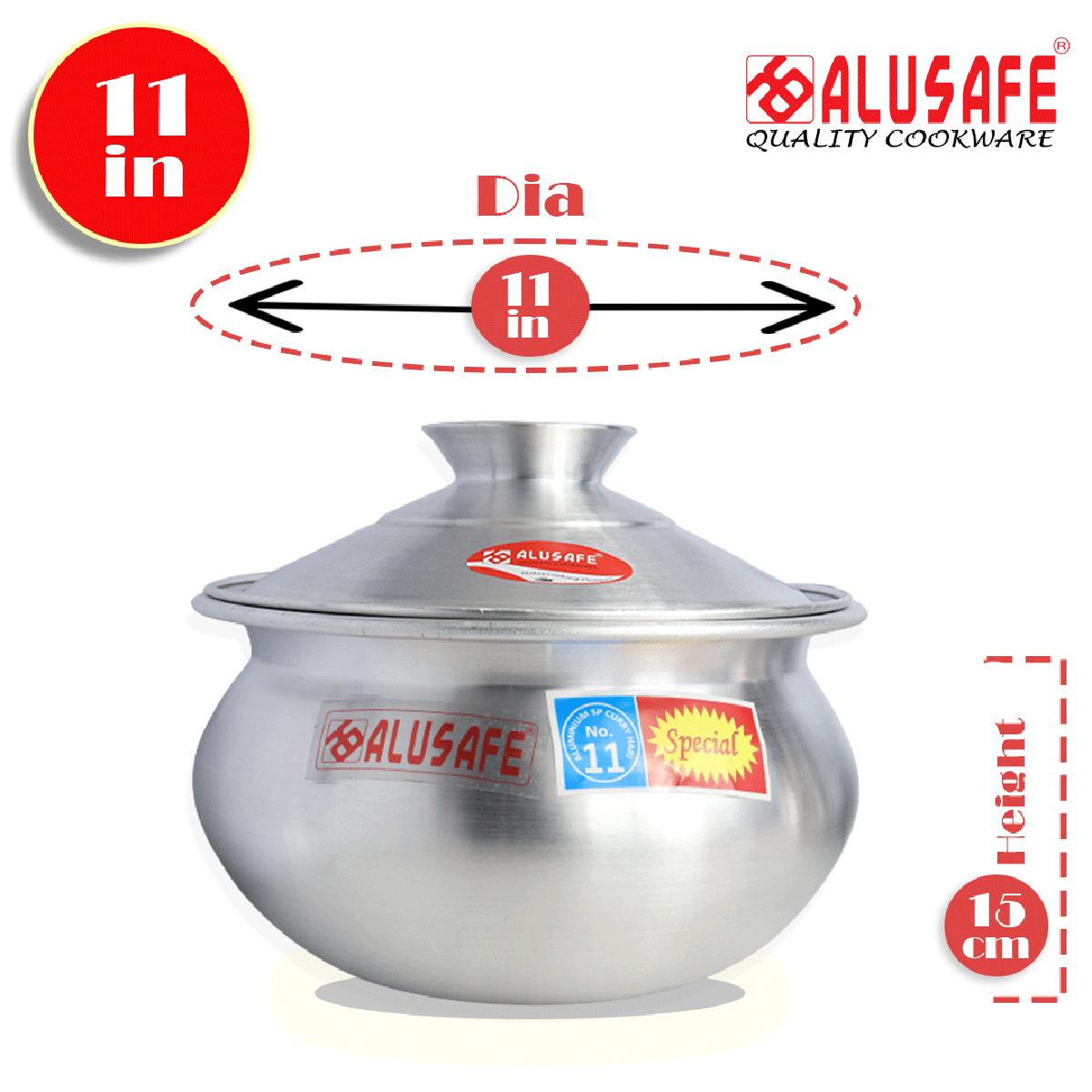 Picture of Alusafe Aluminium Special Curry Hari 11 inch with Lid  ( 27*15 cm)
