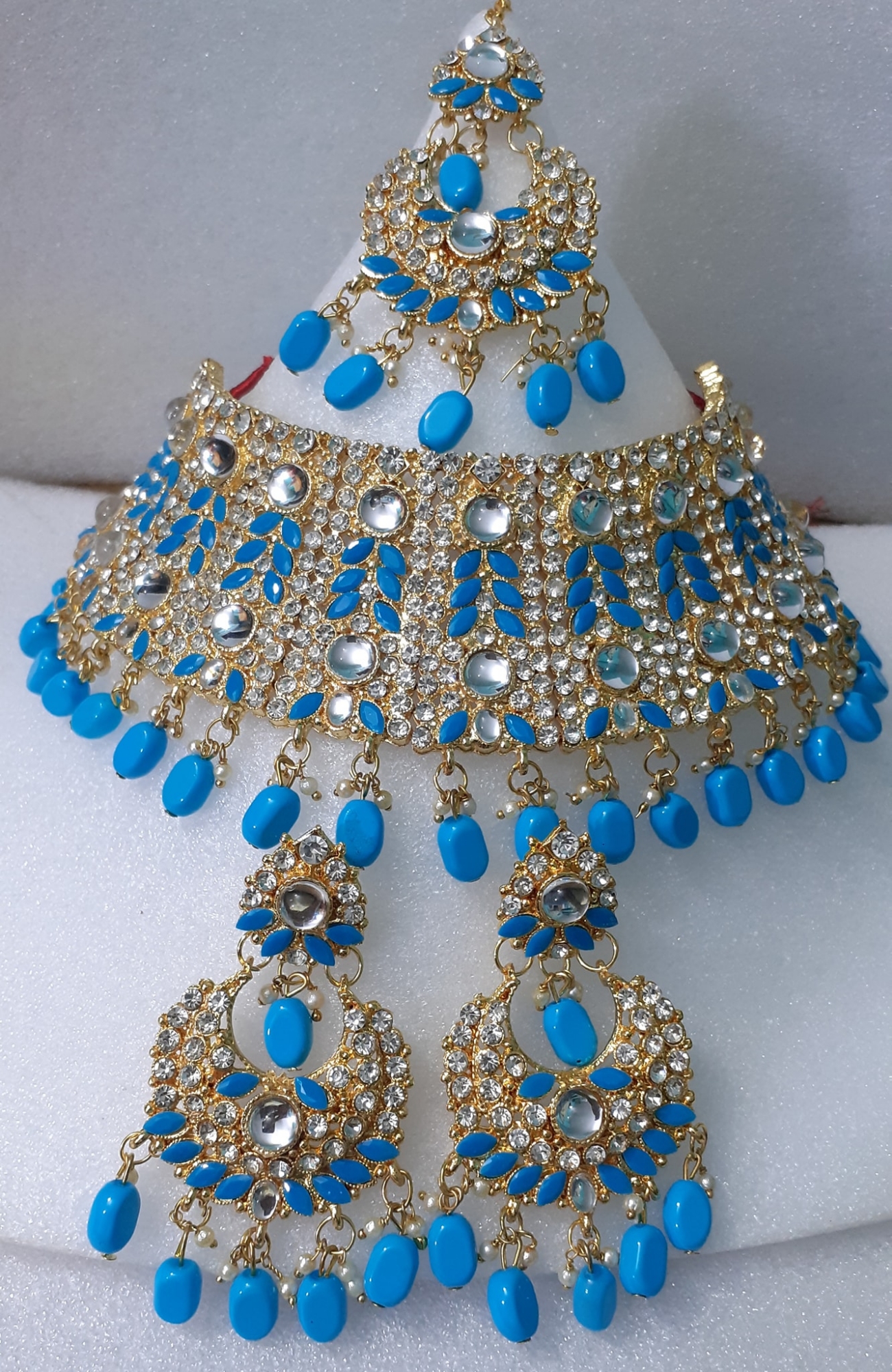 Picture of Beautiful Choker Necklace For Women , Traditional Fashion Wedding/Party Bridal Choker Necklace Earrings & Tikli. Jewellery Set For Women.