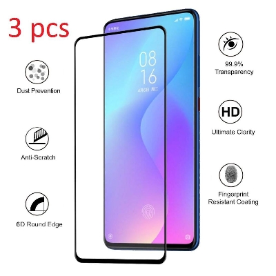Picture of 3pcs 6d Glass for Xiaomi Redmi K20 / Redmi K20 Pro Screen Protector 9H full black