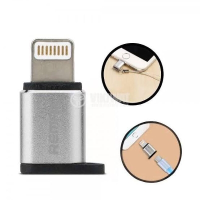 Picture of Micro USB To Iphone Lighting Charging Metal Converter